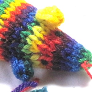 Knit Catnip Mouse Cat Toy with Bright Rainbow Stripes image 4