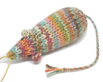 Catnip Mouse Cat Toy is Shades of Orange, Brown, and Blue