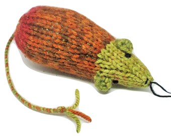 Knit Catnip Mouse Cat Toy is the Colors of Autumn Leaves