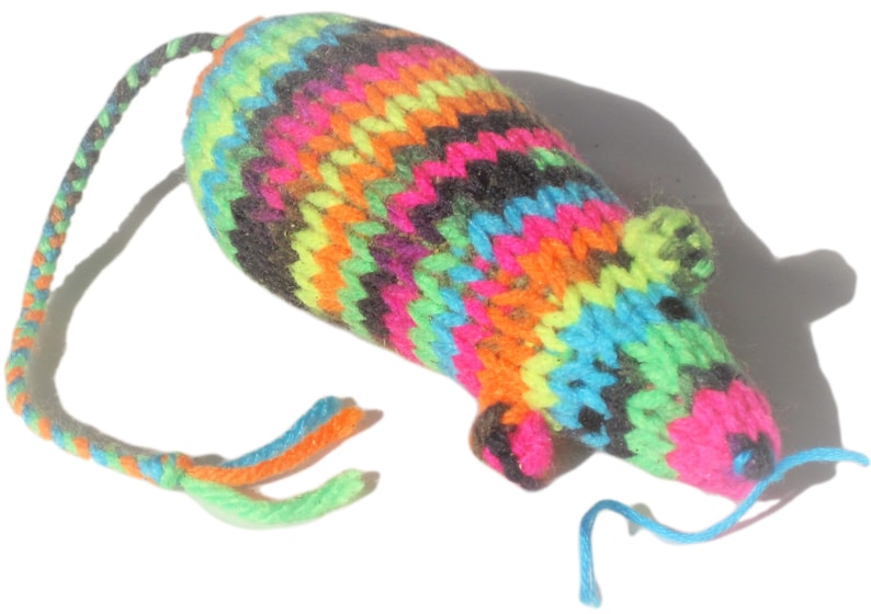 Knit Catnip Mouse Cat Toy is Bright Neon Colors image 2