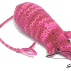 Catnip Mouse Cat Toy with Bright Pink and Red Stripes image 1