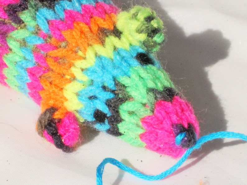 Knit Catnip Mouse Cat Toy is Bright Neon Colors image 3