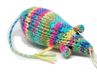 Knit Catnip Mouse Cat Toy is Bright Tropical Colors