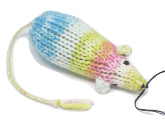 Knit Catnip Mouse Cat Toy has Beautiful Pastel Stripes