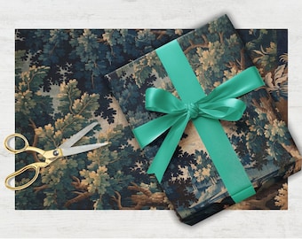 Cadeaupapier groen tapijt, vintage Franse Aubusson-cadeaupapier