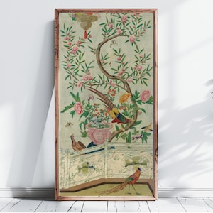 Chinoiserie Wall Panel, Antique Chinese Wallpaper Reproduction, Asian Fine Art Print, Wall Art Decor Poster, Vintage Home Decor | Part 2/2
