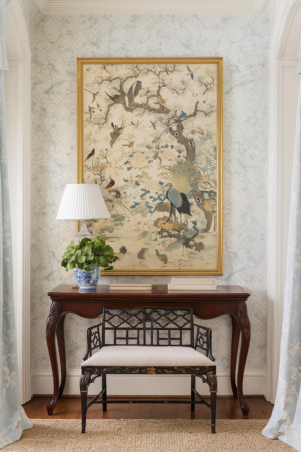 Chinoiserie Bird & Flower Fine Art Print, Antique Chinese Reproduction ...
