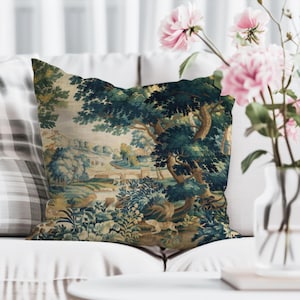 Fronha de tapeçaria Aubusson francesa Verdure, capa de almofada vintage, design antigo, capa de almofada, decoração para casa, almofada de sofá, ideia de presente