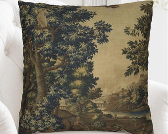 Verdure Tapestry Pillow Cover | Vintage 18th-Century French Château Décor