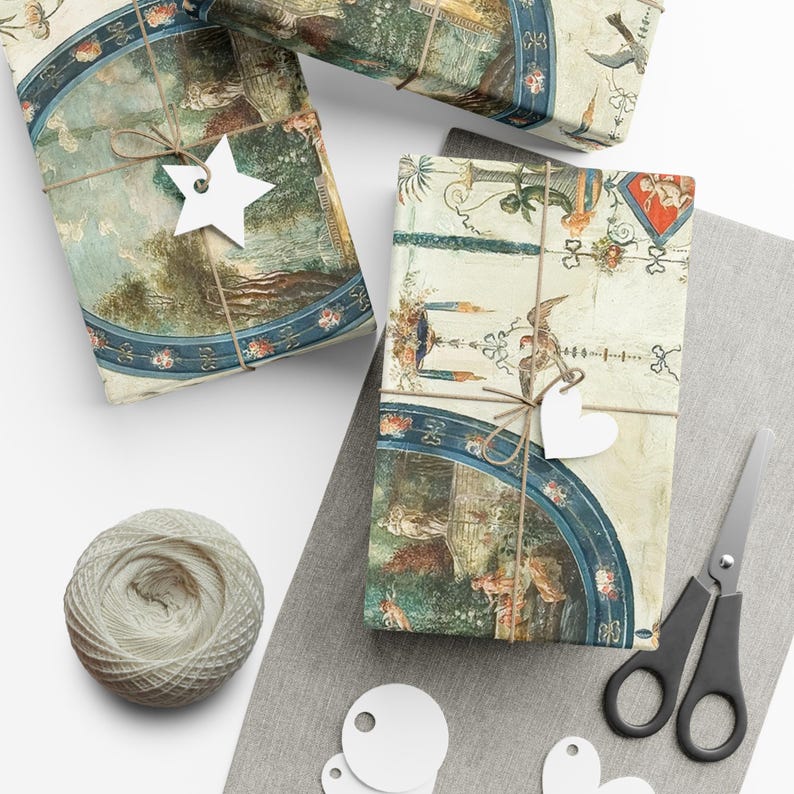 Wrap your presents this Christmas holiday season in elegance with this vintage French chateau neoclassical design. Featuring intricate details, this antique-style wrap adds sophistication to any gift packaging. Perfect for DIY projects, scrapbooking, art supplies, and crafting, this high-quality paper roll enhances any occasion with its timeless charm. Elevate your gift wrap with historic beauty and luxurious packaging.