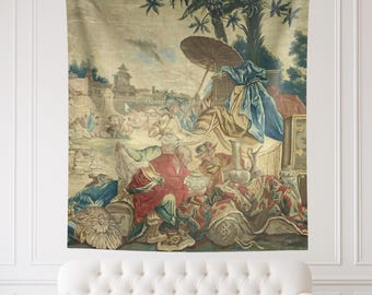 Gobelin ścienny w stylu francuskim, gobelin ścienny ze 100% poliestru, reprodukcja tkaniny drukowanej, antyczna sztuka ścienna, pomysł na prezent w stylu vintage