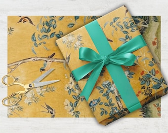 Chinoiserie Gift Wrap Paper, Vintage Chinese Wrapping Sheets