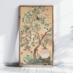 Elegant 19th Century Chinoiserie Wallpaper Panel, Vintage Fine Art Print, Wall Art Poster, Antique Wall Decor, Timeless Home Style | Part 1