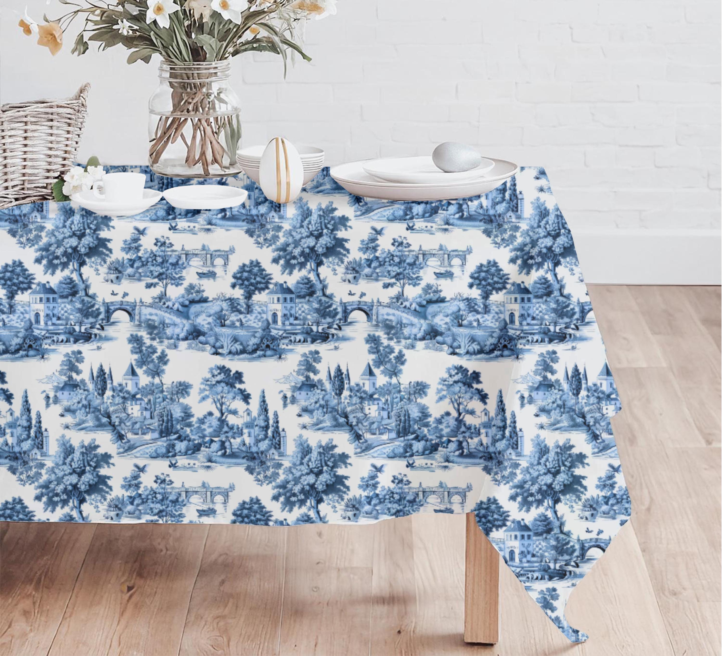 Tovaglia Home Bargains Plus In Tessuto Francese Provence - Blu Limone, Quadrata 132x132 Cm, Antimacchia Per Esterno/Interno