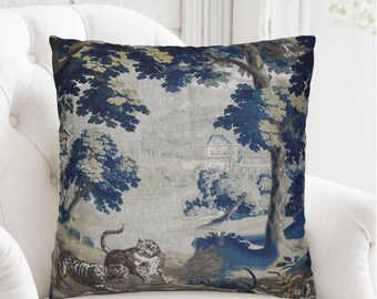Baroque Verdure Tapestry Pillow Cover: Antique Brussels Textile Reproduction