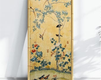 Pannello murale in stile Chinoiserie, stampa artistica vintage cinese del XIX secolo con uccelli e fiori / Parte 1 di 2