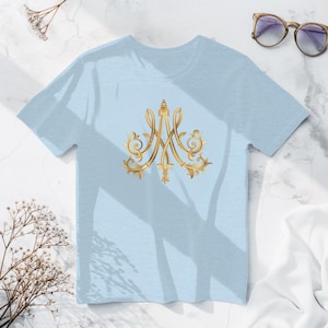 T-shirt monogramme or Marie-Antoinette, haut en coton unisexe à la mode rococo, t-shirt reine française, vêtements imprimés graphiques vintage, Versailles