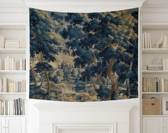 Verdure Tapestry Wall Hanging, 100% Polyester Printed Fabric Reproduction, Château Wall Art
