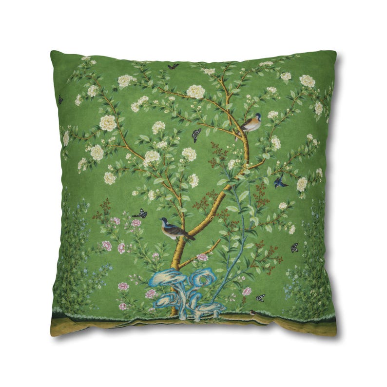 Chinoiserie Pillow Cover | 19-century Vintage Chinese Birds & Blossoms ...
