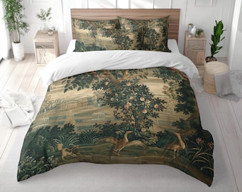 Funda nórdica de algodón con tapiz verdure, decoración de dormitorio estilo castillo francés