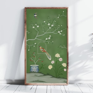 Chinoiserie Fine Art Print: Oriental Bird & Floral Wall Panel | Part 2