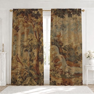 Rideau de fenêtre Verdure (1 pièce), reproduction de tapisserie du XVIIIe siècle, rideaux blockout vintage, tenture de parure de fenêtre antique | Partie 1