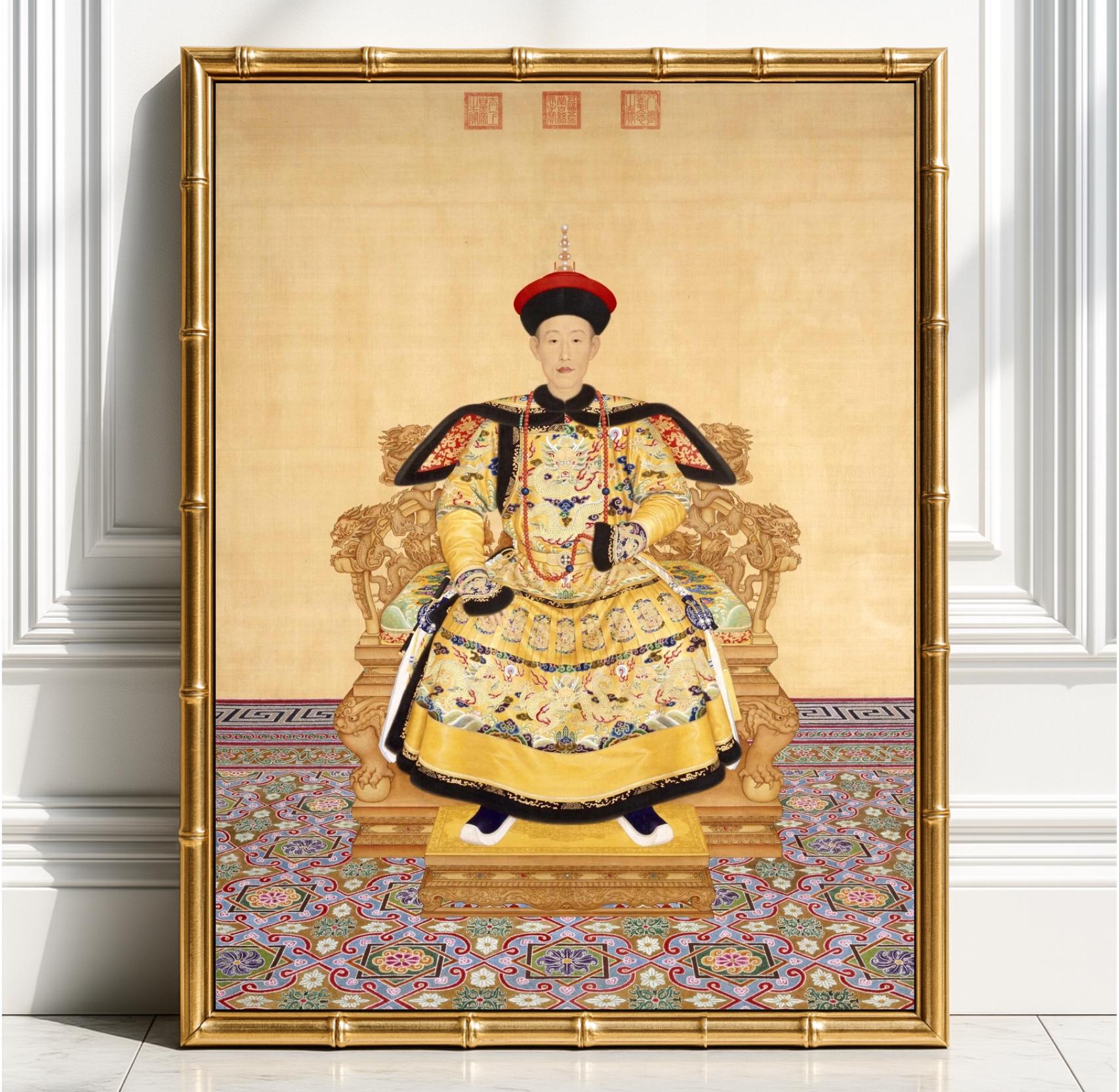 中国皇帝乾隆帝のファインアートプリント、清朝の祖先の肖像画
