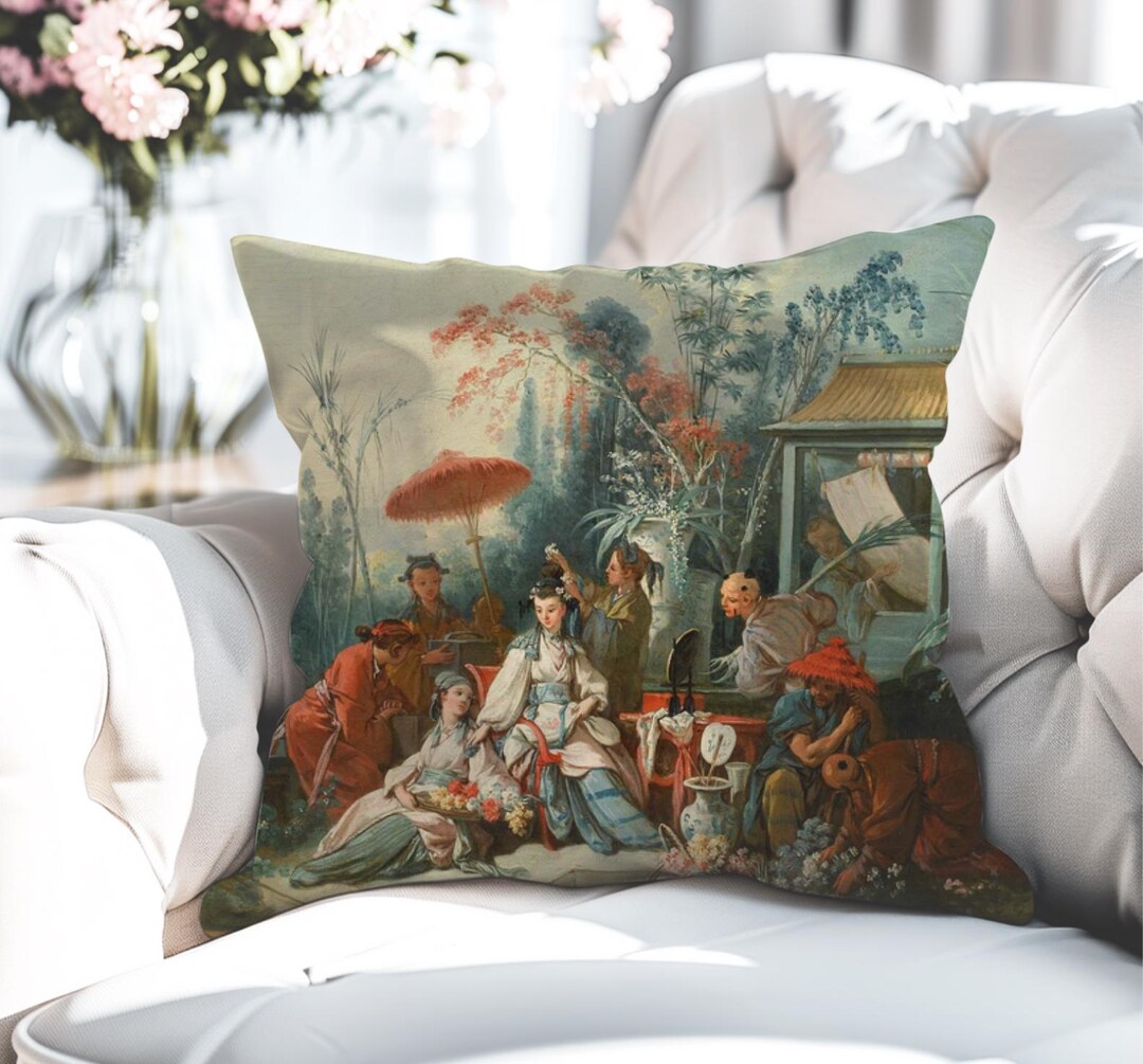 French Rococo Chinoiserie Pillowcase, the Chinese Garden, Vintage Home ...