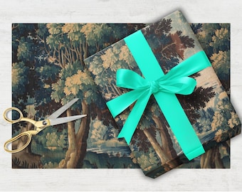 Cadeaupapier groen tapijt, vintage Franse Aubusson-cadeaupapier