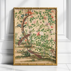 Chinoiserie Fine Art Print, Antique Chinese Poster Repro, Oriental Wall Art Decor, Asian Wall Hanging , Vintage Home Decor, Grandmillennial