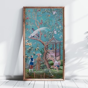 Chinoiserie Fine Art Print, Antique Chinese Wallpaper Reproduction, Vintage Poster, Home Decor, Asian Wall Art, Oriental Artwork, Wall Decor