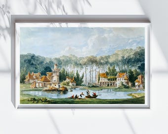 Marie Antoinette&#39;s Hamlet Fine Art Print, Petit Trianon, Versailles Watercolor, Museum Grade Poster, Vintage wall Decor | Part 4