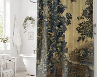 Verdure Tapestry Shower Curtain | Vintage 17th-Century French Château Bathroom Décor