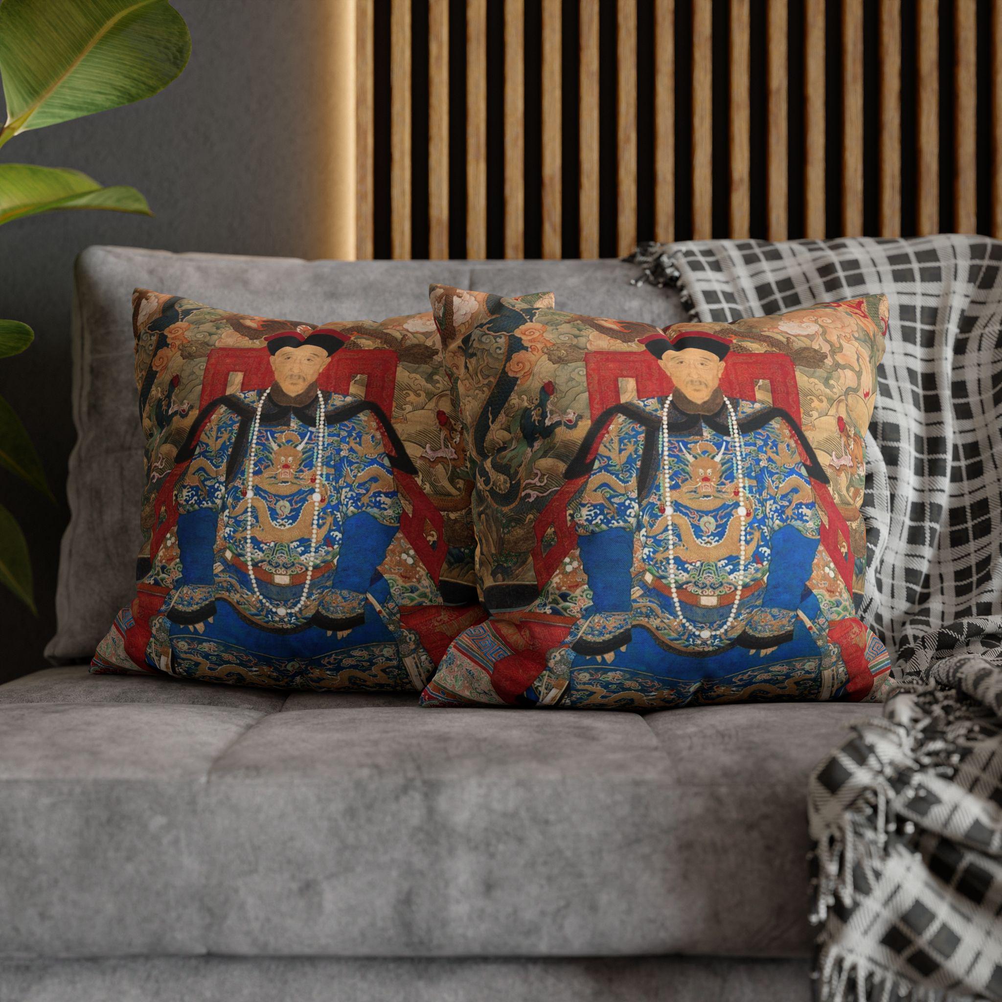 Chinese Ancestor Pillow Case, Chinoiserie Imperial Portrait Pillow ...