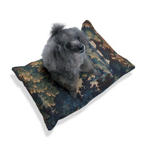 Bring timeless charm to your space with this pet bed featuring an 18th century French Aubusson verdure tapestry print. A perfect blend of vintage elegance and comfort, this luxury pet bed doubles as a dog bed, cat bed, or stylish pet mat. Ideal for grandmillennial, cottagecore, farmhouse, and rustic interiors. Use as pet furniture or a decorative cushion. A refined addition to your home decor and pet supplies, showcasing antique print style in a cozy country design.