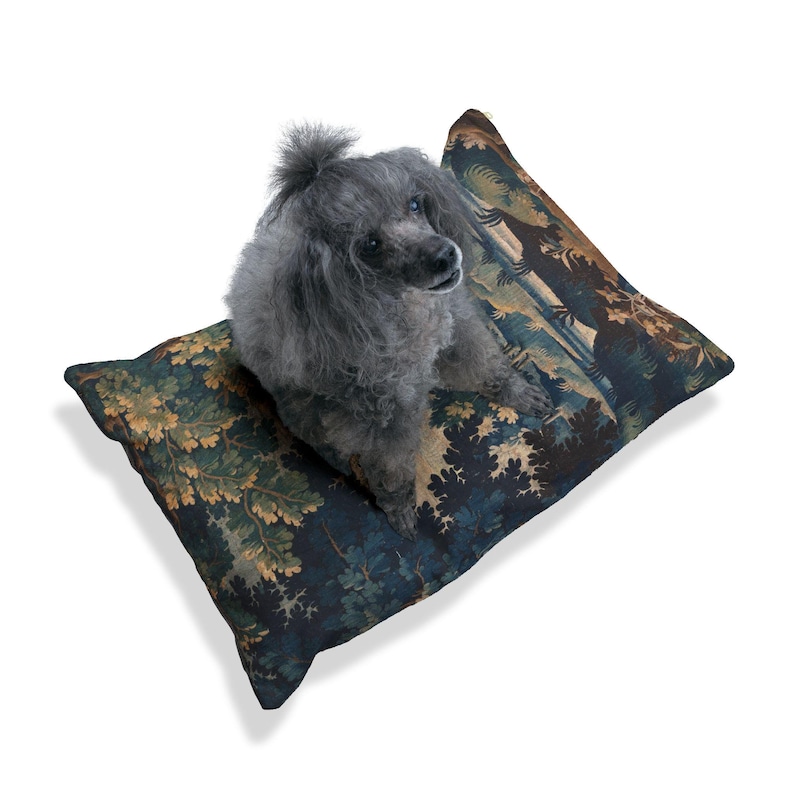 Bring timeless charm to your space with this pet bed featuring an 18th century French Aubusson verdure tapestry print. A perfect blend of vintage elegance and comfort, this luxury pet bed doubles as a dog bed, cat bed, or stylish pet mat. Ideal for grandmillennial, cottagecore, farmhouse, and rustic interiors. Use as pet furniture or a decorative cushion. A refined addition to your home decor and pet supplies, showcasing antique print style in a cozy country design.