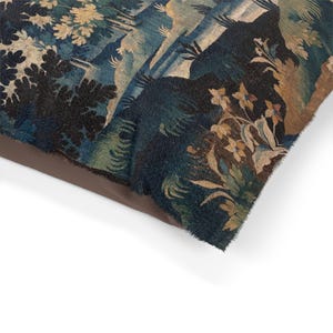 Bring timeless charm to your space with this pet bed featuring an 18th century French Aubusson verdure tapestry print. A perfect blend of vintage elegance and comfort, this luxury pet bed doubles as a dog bed, cat bed, or stylish pet mat. Ideal for grandmillennial, cottagecore, farmhouse, and rustic interiors. Use as pet furniture or a decorative cushion. A refined addition to your home decor and pet supplies, showcasing antique print style in a cozy country design.
