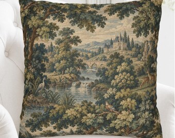 Verdure Tapestry Pillow Cover | 18th-Century French Château Throw Cushion