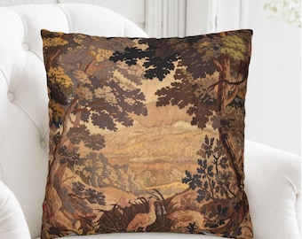 Verdure Tapestry Pillow Cover | Vintage 18th-Century French Château Cushion