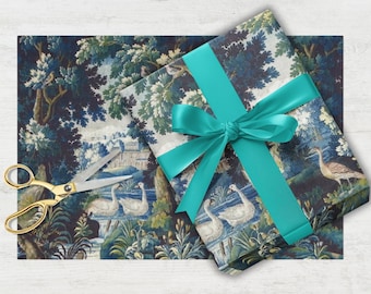 Cadeaupapier groen tapijt, vintage Franse Aubusson-cadeaupapier