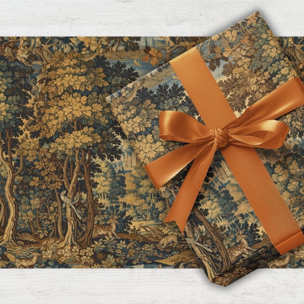 Cadeaupapier Frans groen tapijt, antiek gebladerte inpakpapier, cadeaupapier voor vakantie en kerst, vintage decoratief papier