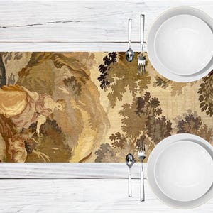 French Verdure Tapestry Table Runner, Antique Style Table Decor, Vintage Home Decor, Dining Room, Elegant Table Setting, Table Linens, Gift