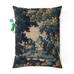 Bring timeless charm to your space with this pet bed featuring an 18th century French Aubusson verdure tapestry print. A perfect blend of vintage elegance and comfort, this luxury pet bed doubles as a dog bed, cat bed, or stylish pet mat. Ideal for grandmillennial, cottagecore, farmhouse, and rustic interiors. Use as pet furniture or a decorative cushion. A refined addition to your home decor and pet supplies, showcasing antique print style in a cozy country design.