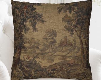 Verdure Tapestry Pillow Cover | Vintage 18th-Century French Château Décor