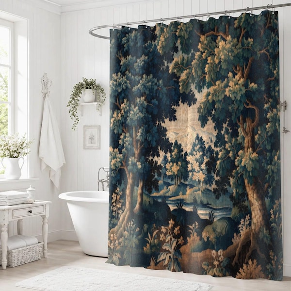 Verdure Tapestry Shower Curtain, French Château Bathroom Décor