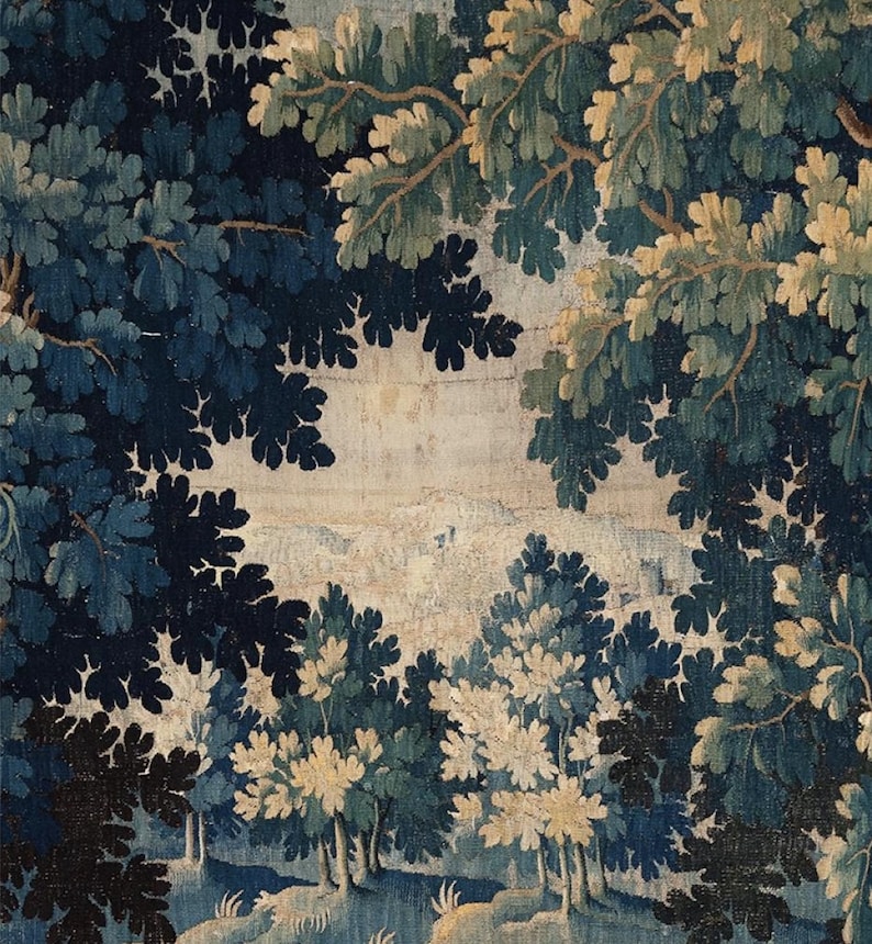Add vintage charm to your bathroom with this stunning shower curtain, featuring a reproduction of an 18th-century Aubusson verdure tapestry. The lush woodland scene brings antique elegance to your bathroom decor, making it a perfect centerpiece for any bathroom renovation. Crafted from high-quality fabric, this bath curtain combines historic beauty with everyday functionality. Elevate your home decor with this unique tapestry-inspired bathroom accessory.