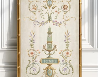 Neoclassical Fine Art Print | Vintage 18th Century French Château Wall Décor