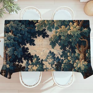 Verdure Tapestry Cotton Tablecloth, Vintage French Country Dining Decor