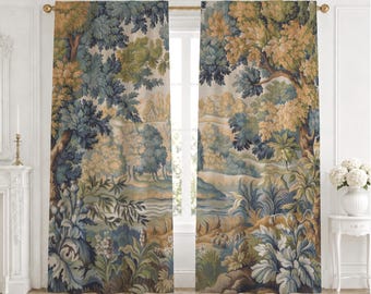 Verdure Tapestry Window Curtain, Vintage French Country Blackout Drape, Single Panel | Part 2/2
