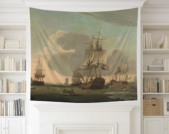 Nautical Wall Hanging, 100% Polyester Wall Tapestry, Printed Fabric Reproduction, Antique Vintage Wall Art